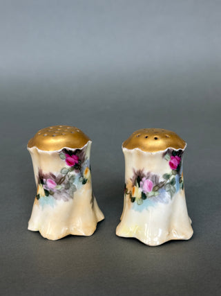 Antique Rosenthal R.C. Versailles Bavaria Hand-Painted Rose Salt & Pepper Shakers, c. 1900s