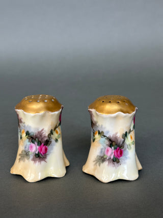Antique Rosenthal R.C. Versailles Bavaria Hand-Painted Rose Salt & Pepper Shakers, c. 1900s