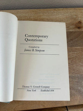 Contemporary Quotations, Simpson. 3rd Printing 1965. Green Cover