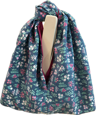Knot bag - Green Floral - Handmade