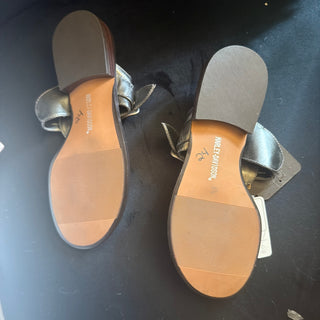 Harley Davidson Dark New Grey Leather Sandals Size 7 Metal Bar & Shield Logo