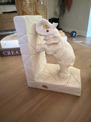 Vintage Italian Carved Alabaster Elephant Bookend