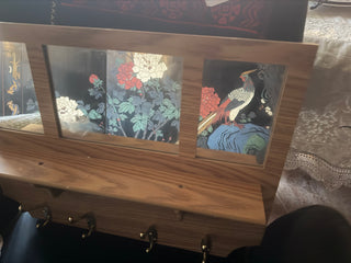 3-mirror hall tree shelf with 4 hooks