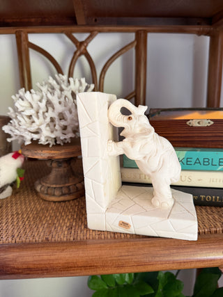 Vintage Italian Carved Alabaster Elephant Bookend