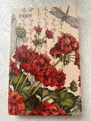SMALL GERANIUM DECOUPAGE ON WOOD