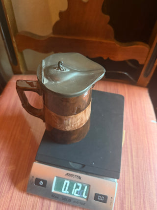 Vintage Pewter Lidded Stoneware Lava glaze