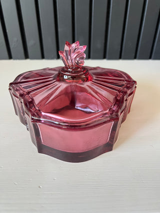 Indiana cranberry glass divided candy dish