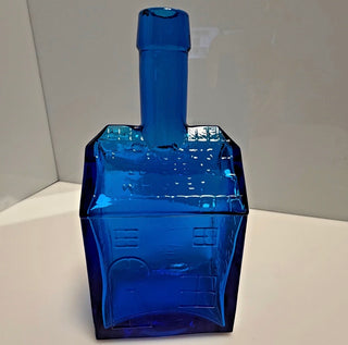 Vintage Blue E.C. Booz's Old Cabin Whiskey Bottle from Philadelphia UV Glow