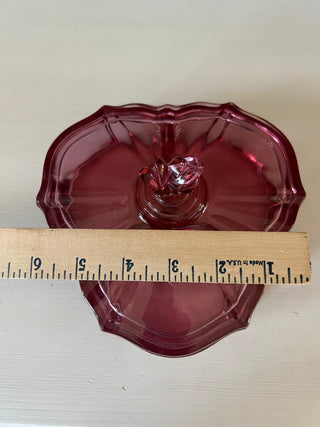 Indiana cranberry glass divided candy dish