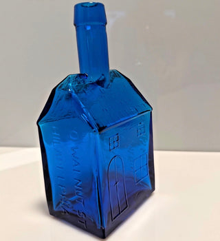 Vintage Blue E.C. Booz's Old Cabin Whiskey Bottle from Philadelphia UV Glow