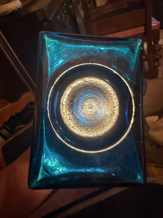 Vintage Blue E.C. Booz's Old Cabin Whiskey Bottle from Philadelphia UV Glow