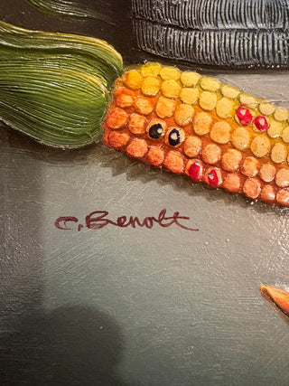 Original C. Benoit Textured Oil Painting, signed 20" x 24"