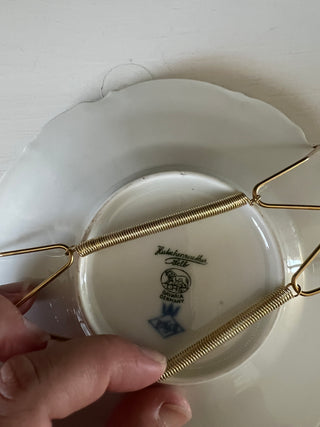 Vintage porcelain cobalt rose saucer