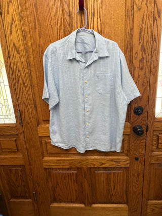 Men's Tommy Bahama Blue Linen Hawaiian Shirt SZ XL Tall