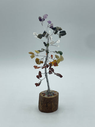 Silver colored wire chakra tree