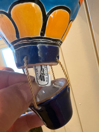 Hand-painted Talavera ceramic hanging hot air balloon 11"