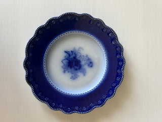 Antique blue flow rose plate