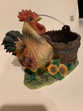 4x8” rooster w/bucket plant holder