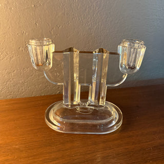 Clear Art Deco Candle Holder