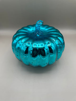 Teal "Mercury Glass" Pumpkin LG