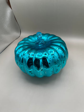 Teal "Mercury Glass" Pumpkin LG