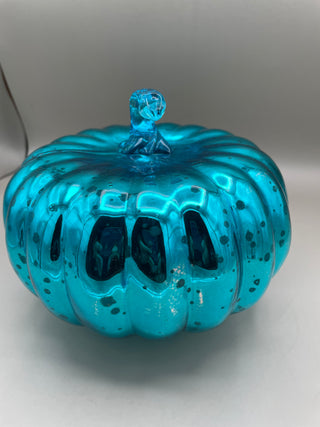 Teal "Mercury Glass" Pumpkin LG