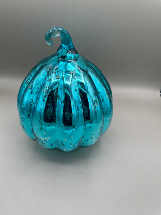 Teal "Mercury Glass" Pumpkin MED