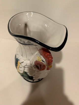 Vntg ceramic rooster pitcher 9”