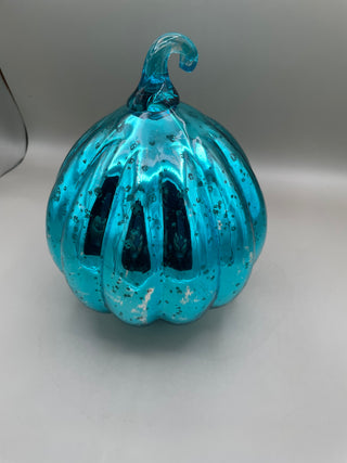 Teal "Mercury Glass" Pumpkin MED