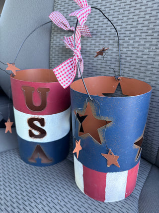 Pair of 4th of July Luminaries USA Patriotic