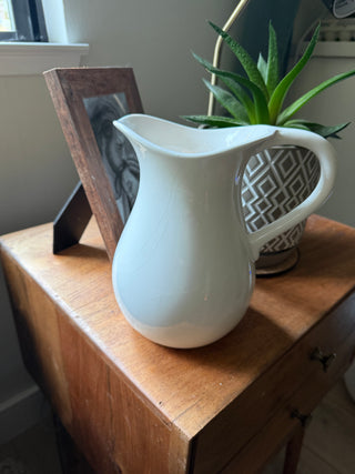 Vintage White ceramic pitcher or vase