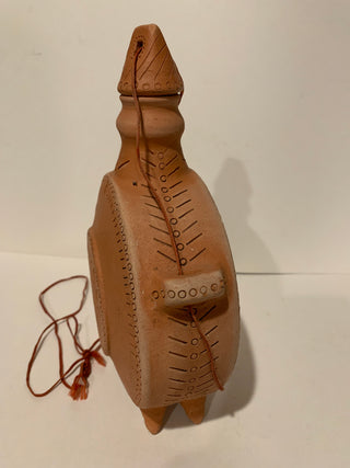 Terracotta clay flask 7x9”