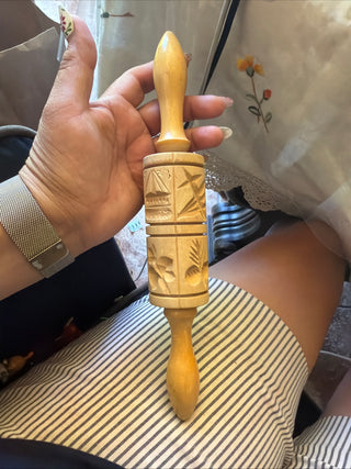 Vintage Springerle Wooden Embossed Rolling Pin W-Germany Handmade