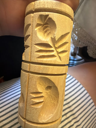 Vintage Springerle Wooden Embossed Rolling Pin W-Germany Handmade
