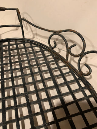 Wrought iron tray w/.feet & handles 24”