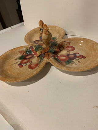 Fitz&Floyd 3 section rooster server dish