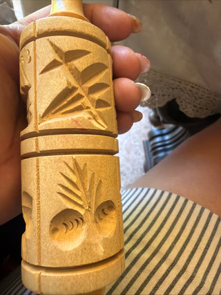 Vintage Springerle Wooden Embossed Rolling Pin W-Germany Handmade