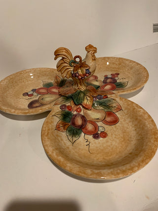 Fitz&Floyd 3 section rooster server dish