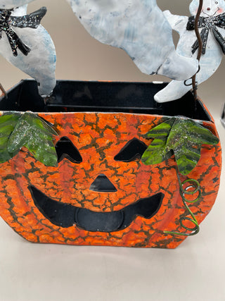 Metal Jack-O-Lantern W/Ghosts
