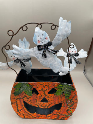 Metal Jack-O-Lantern W/Ghosts