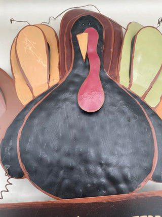 Gobble Til You Wobble Metal Turkey Sign