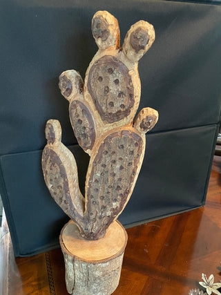 Hard Carved Wood Cactus