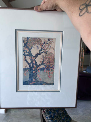Autumn Romance EB Rothwell signed etching print framed 15.25" x 18.25"