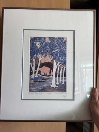 Spring Awakening EB Rothwell signed etching print framed 15.25" x 18.25"