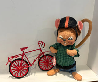 Vtg. (1996) Annalee Bicycling Mouse #201596, bicycle included 6.5"