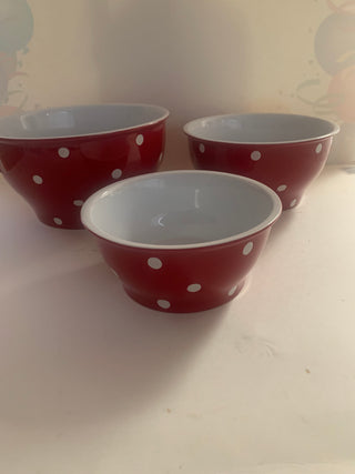 Red  Polka Dot mixing bowl set/3