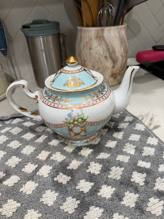 Royal Danube Fine Porcelain Teapot w/ Gold Filigree & Florals