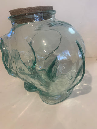 Vntg big glass Elephant w/lid