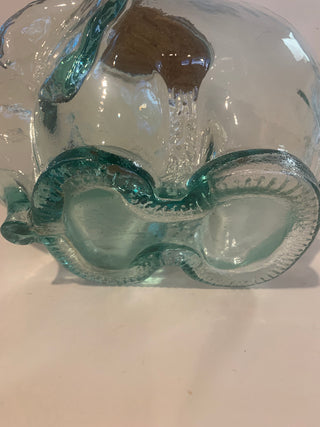 Vntg big glass Elephant w/lid