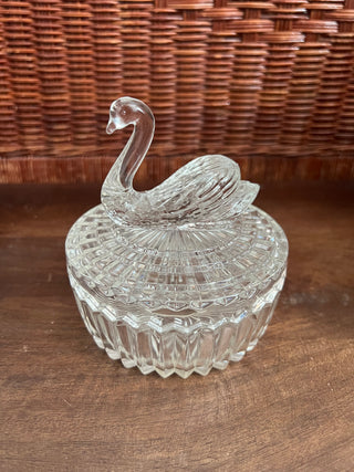 Vintage glass swan trinket dish